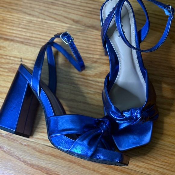 MIA Shoes - PRICE DROP!!!!  MIA - Shiny Blue, Block Heel, Ankle Strap Sandals